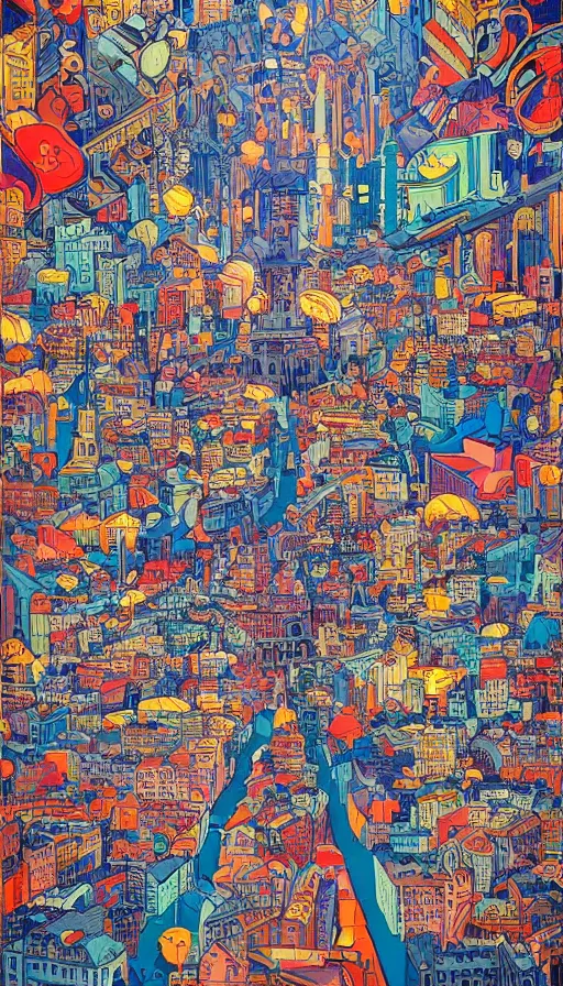 Image similar to stockholm city portrait of a beautiful world, by james jean