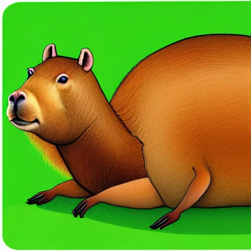 Image similar to funny animal capybara on white background cartoon style, high detail, 5 0 mm, mfs