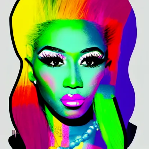 Image similar to rainbow nicki minaj. pop art