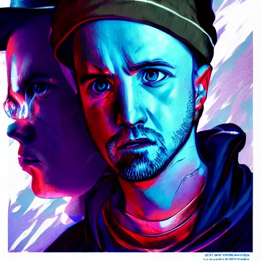 Image similar to portrait of jesse pinkman in the blue flame meth mode, anime fantasy illustration by tomoyuki yamasaki, kyoto studio, madhouse, ufotable, square enix, cinematic lighting, trending on artstation