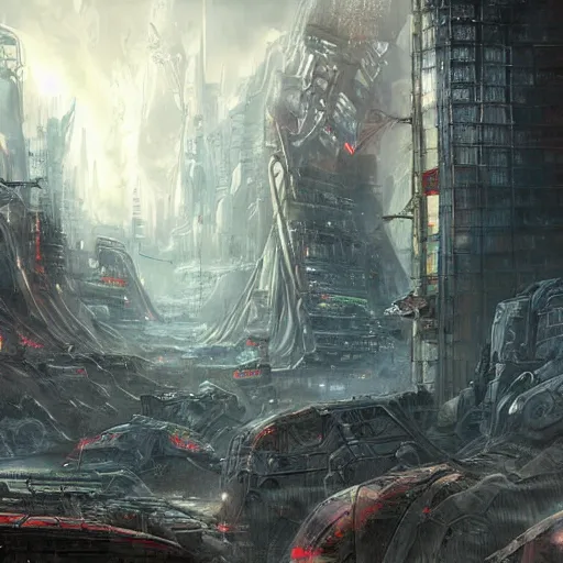 Image similar to landscape of apocalypse city, by stanley artgerm lau