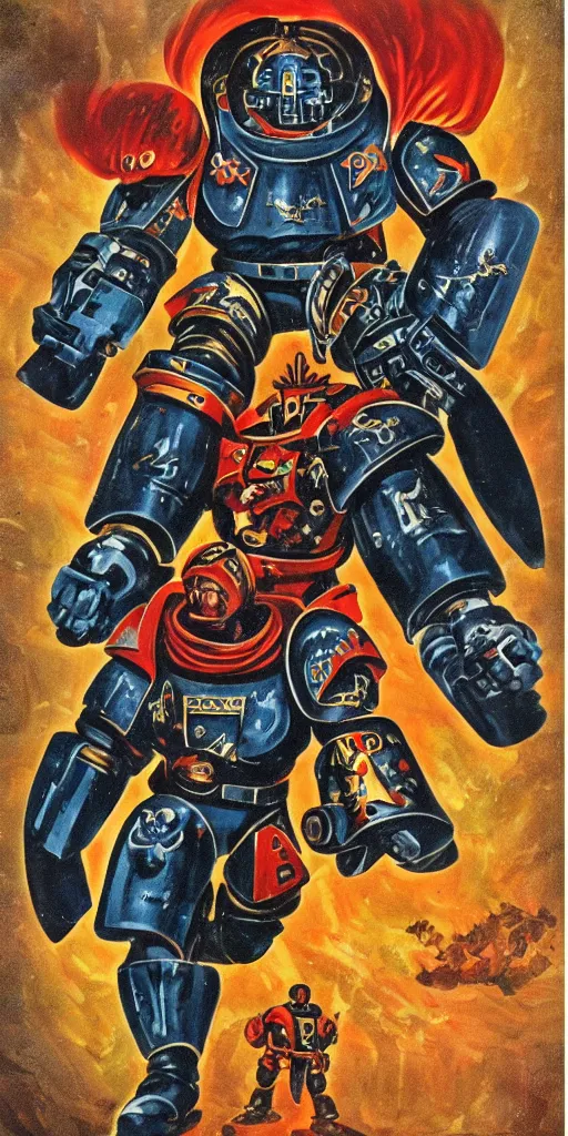 Image similar to astartes space marine in 1 9 6 0 soviet poster style