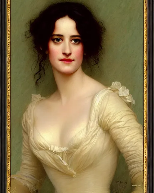 Prompt: movie character portrait en buste of eva green vesper lynd vannessa ives by Hughes Merle, by Pierre Auguste Cot, perfectly detailed eyes, realistic fabric, abundant detail