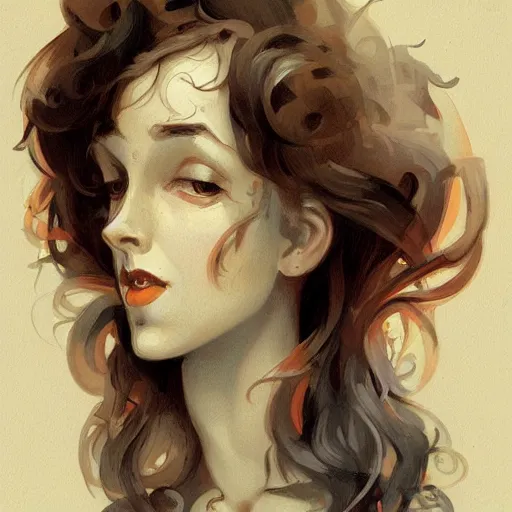 Image similar to a beautiful portrait in the style of charles dana gibson and in the style of peter mohrbacher.