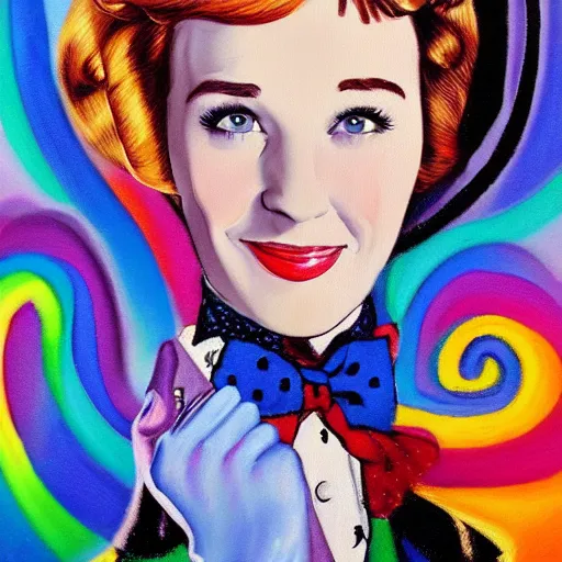 Image similar to mary poppins julie andrews original oil painting by lisa frank