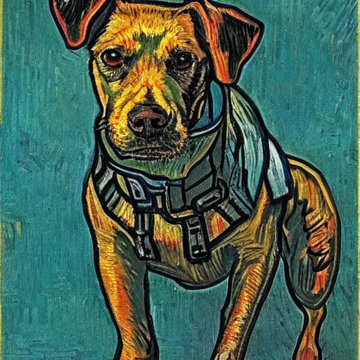 Prompt: a cyberpunk sketch of a dog by van gogh