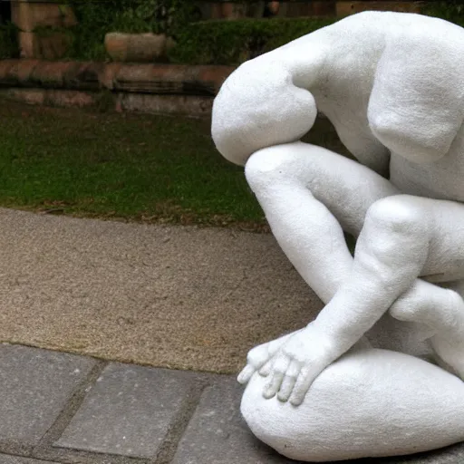 Image similar to plush toy of the thinker by rodin