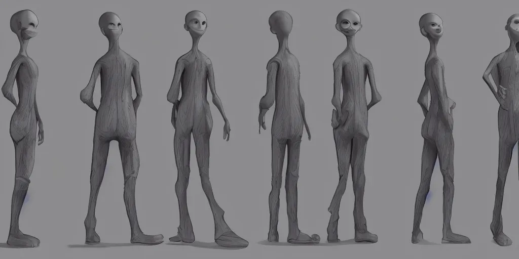 Image similar to character design, front and side elevation, by pixar studios, 8 k