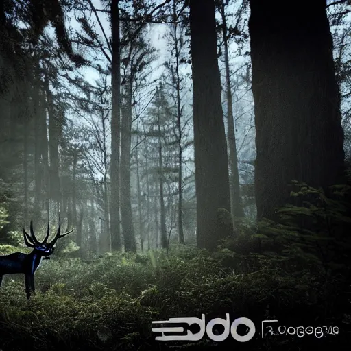 Image similar to Wendigo in an eerie forest, studio lighting, award winning