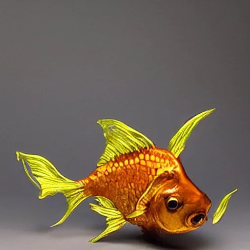 Image similar to goldfish made out of real metal gold