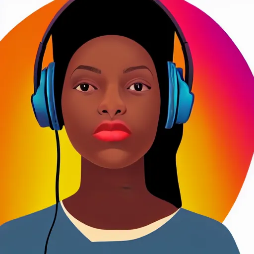 Image similar to a beautiful portrait illustration of a woman in with headphones by jason brooks, hed kandi, adobe illustrator