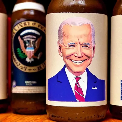 Image similar to a beer bottle with biden's face on the packaging.