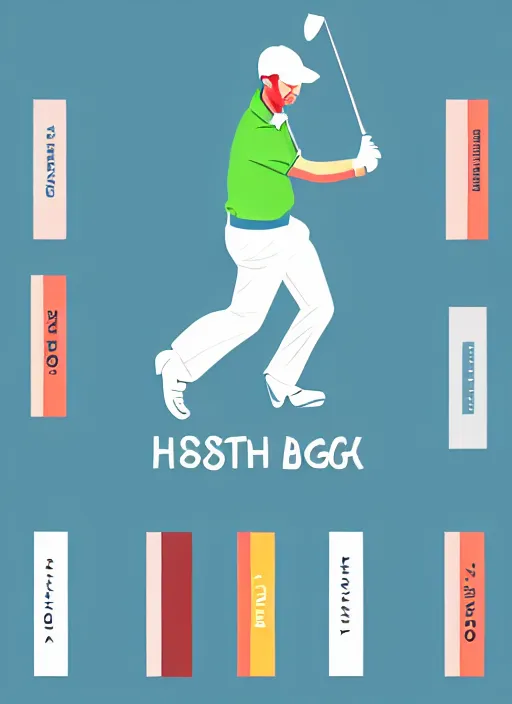 Image similar to a simplistic artwork illustration, logo design, graphic design, cute museum / golf related book spines, cartoon, vertical orientation, very coherent, simplistic, high detail, photoshop render, 8 k