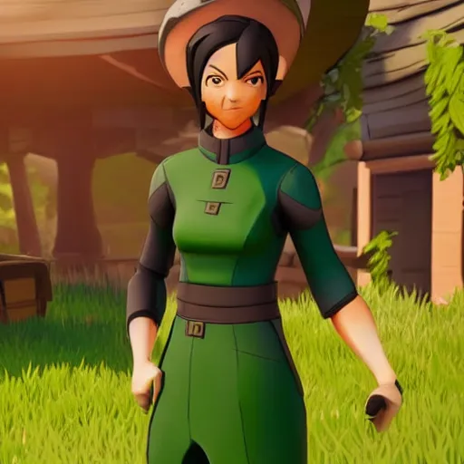 Image similar to toph beifong in fortnite, character render, full body shot, highly detailed, in game render