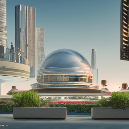 Image similar to octane render, industrial light magic, sharp professional photo inside a high - end luxurious beautiful utopian futuristic chicago worlds fair, ultradetailed, photorealistic