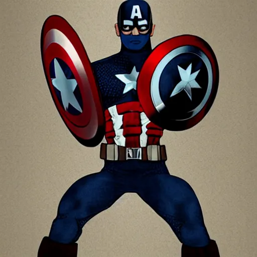 Image similar to captain america cut by a sword