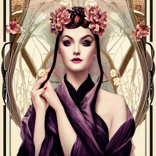 Image similar to an art nouveau, ( streamline moderne ), multi - racial portrait in the style of anna dittmann and charlie bowater and chanthara. very large, clear, expressive, and intelligent eyes. centered, ultrasharp focus, dramatic lighting, photorealistic digital matte painting, intricate symmetrical ultra detailed background.