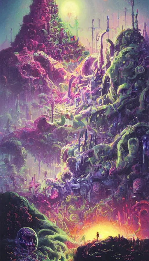 Image similar to life and death mixing together, by paul lehr,