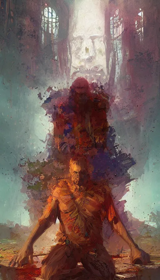 Image similar to portrait of a digital shaman, by marc simonetti