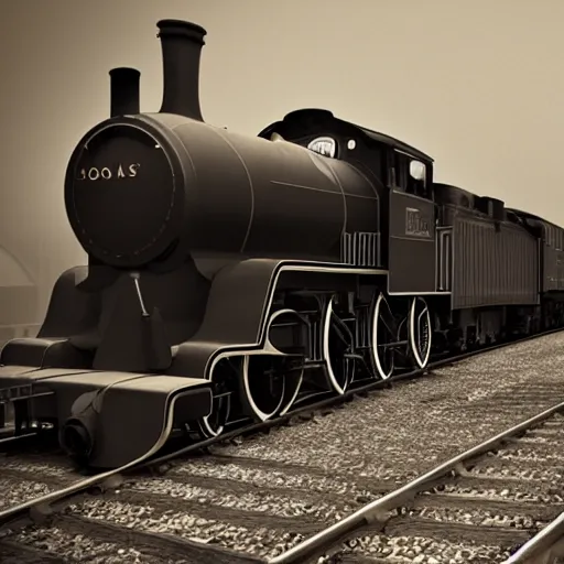 Image similar to a black steam locomotive pulling a train into a Victorian era crowded train station, slight fog, highly detailed, octane render, unreal engine 5