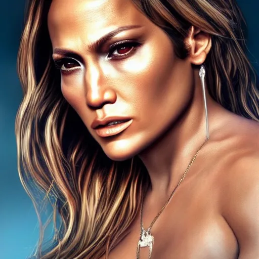 Image similar to hyperrealist portrait of jennifer lopez, photo realistic, dynamic lighting, artstation, poster, volumetric lighting, very detailed faces, 4 k, award winning