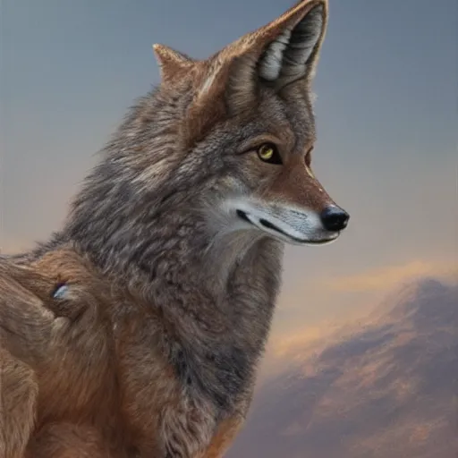 Image similar to coyote, elden ring boss, matte painting, detailed, elden ring, oil on canvas