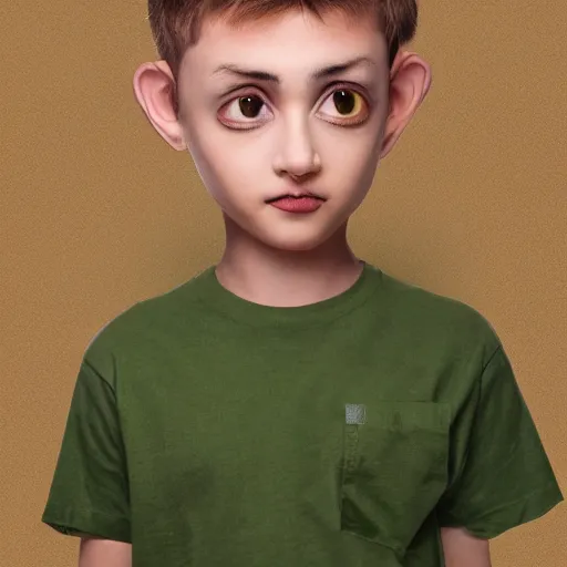 Image similar to big eyed gray alien, wearing green shirt