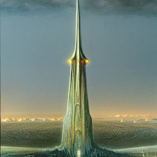 Image similar to sauron at barad - dur, by john howe and ted nasmith,