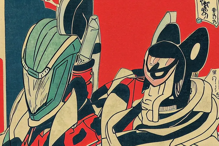 Image similar to Ukiyo-e style Kamen Rider