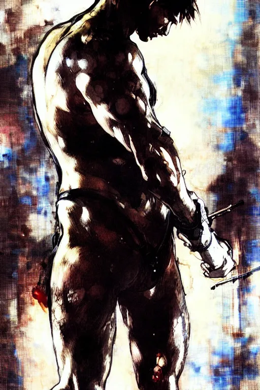 Prompt: attractive male, painting by john william waterhouse, yoji shinkawa