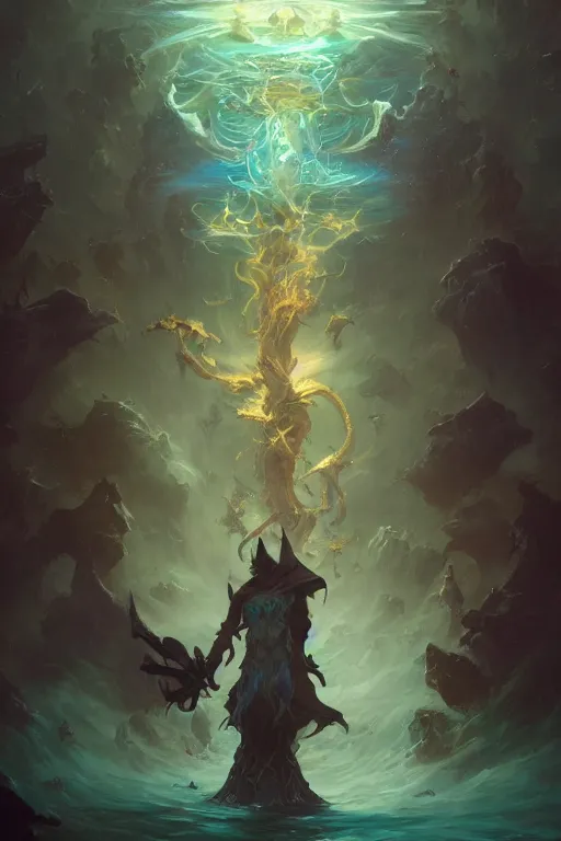 Image similar to medium shot of a water element wizard, epic fantasy concept art by pete mohrbacher and seb mckinnon and beksinski and josan gonzales, digital art, highly detailed, intricate, sci-fi, sharp focus, Trending on Artstation HQ, deviantart, unreal engine 5, 4K UHD image