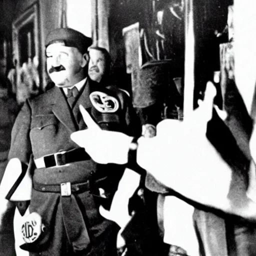 Image similar to ‘photo of Adolf hitler at a strip club, realistic, dramatic’