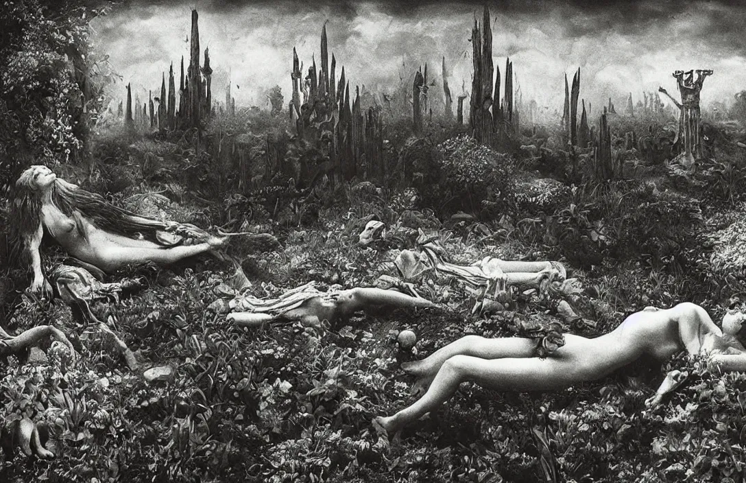 Image similar to garden idyll deception ship ever further out to sea matte painting emotional bond between the two intact flawless ambrotype from 4 k criterion collection remastered cinematography gory horror film, ominous lighting, evil theme wow photo realistic postprocessing sleepy sunny sunday afternoons painting by hr giger