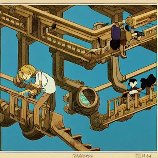 Prompt: TIME, by studio ghibli , By mc escher