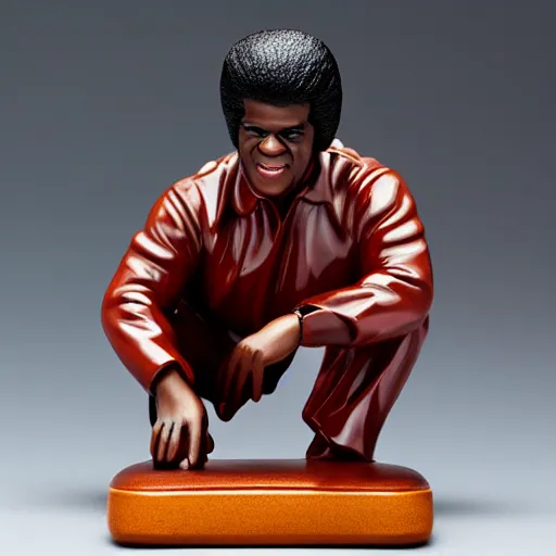 Image similar to a porcelain figurine of james brown, product shot