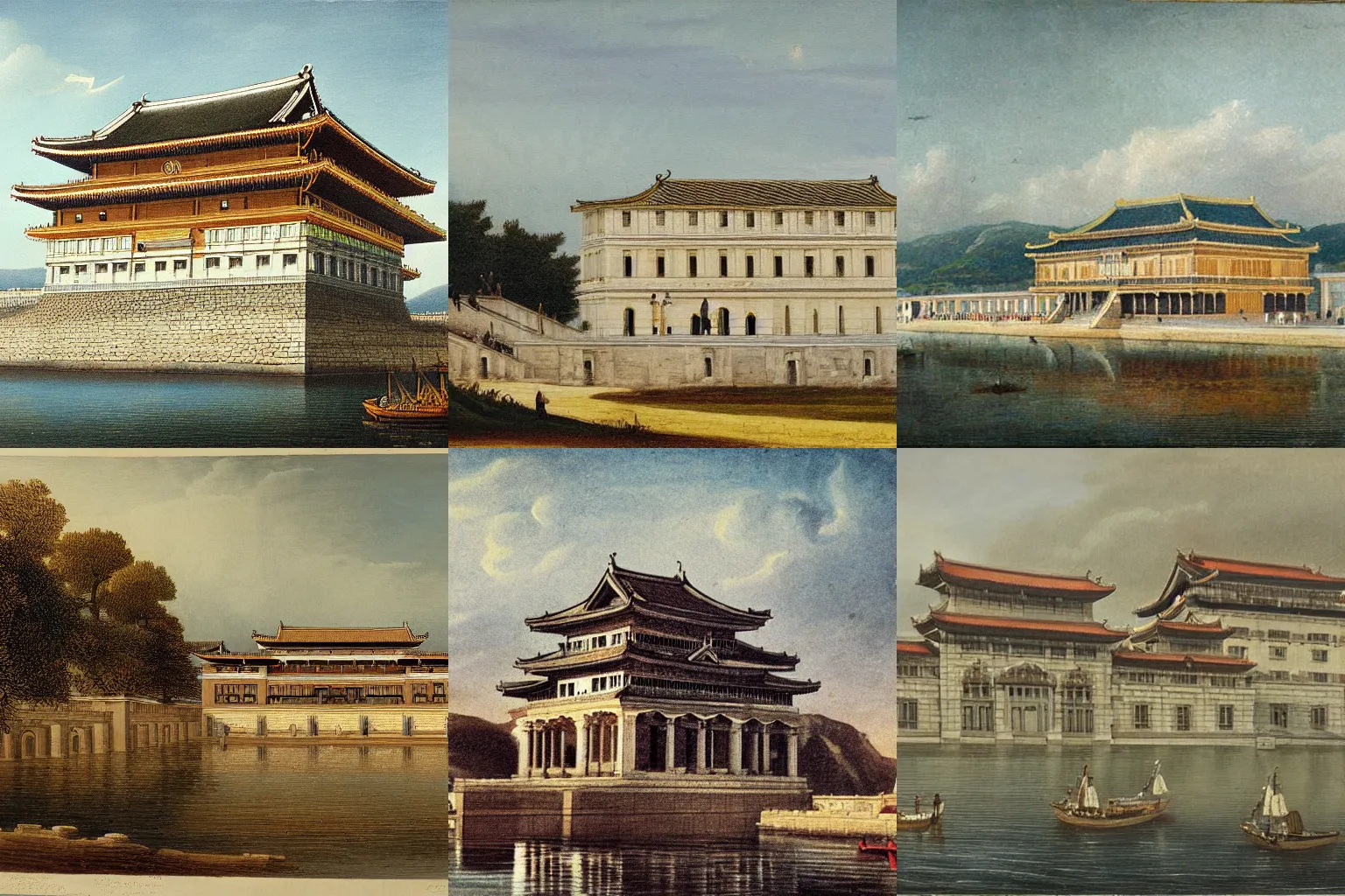 Prompt: A detailled natte painting of an imperial palace on the Dardanelles