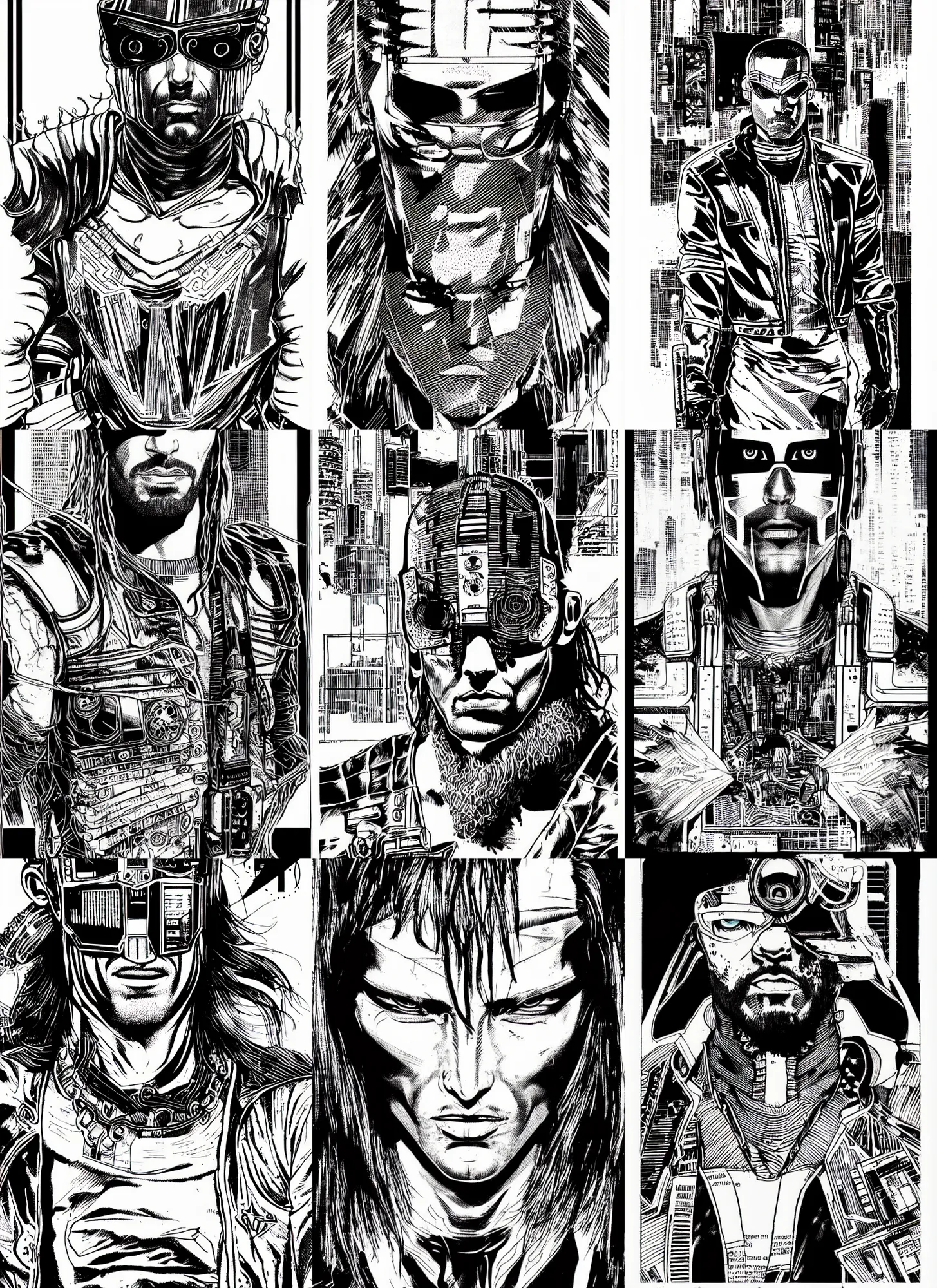 Prompt: fenomeno, portrait, cyberpunk 2 0 2 0 manual, by steampoweredmikej, by tim bradstreet, inktober, ink drawing, black and white, coloring pages, manga, highly detailed