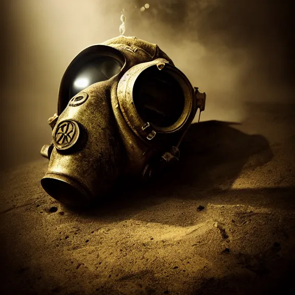 Prompt: fantasy ancient magical gas mask, splash art, movie still, cinematic lighting, dramatic, octane render, long lens, shallow depth of field, bokeh, anamorphic lens flare, 8k, hyper detailed, 35mm film grain