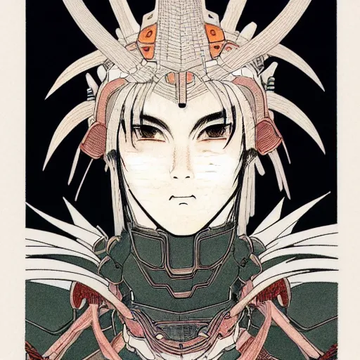 Image similar to prompt: human Fragile looking character portrait face drawn by Takato Yamamoto, modernistic looking armor with wild hairstyle, inspired by Evangeleon and Gundam anime, 3d render 8k, intricate detail, intricate ink and gouache painting detail, manga and anime 1990 high detail, manga 1990