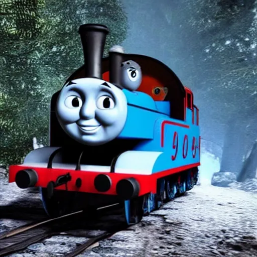 Image similar to Thomas the Tank engine as a boss in Dark Souls