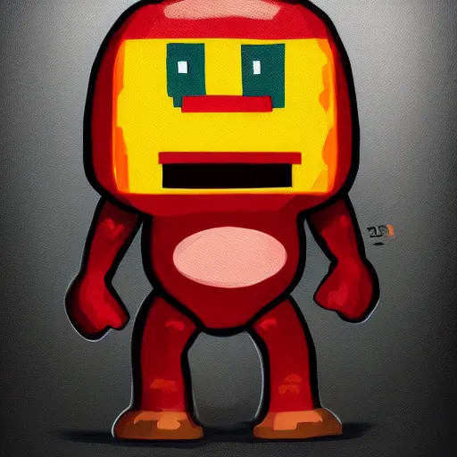 Prompt: super meat boy, video game character, highly detailed, oil painting, trending on artstation