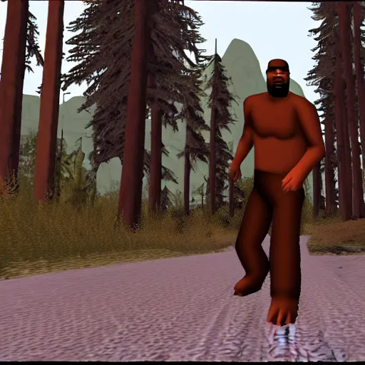 Image similar to bigfoot in gta san andreas, video game screenshot