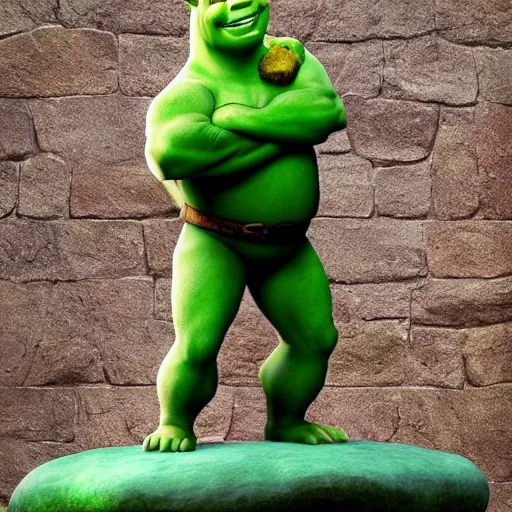 Prompt: shrek statue by michelangelo