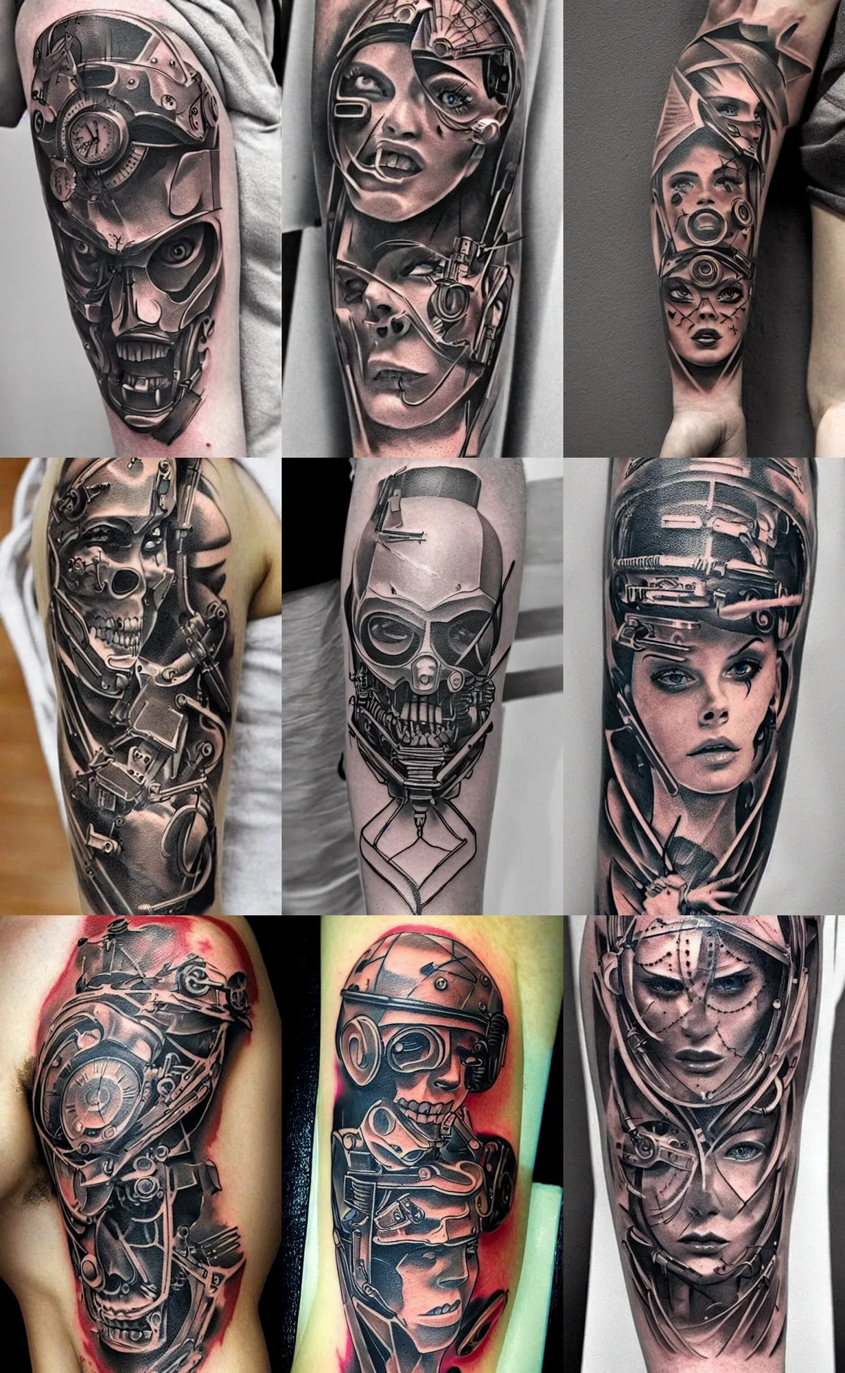Prompt: Tattoo completely new Concept mad amazing cyborg
