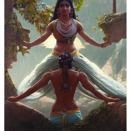 Image similar to indian woman doing push ups, ultra realistic, concept art, intricate details, highly detailed, photorealistic, octane render, 8 k, unreal engine. art by artgerm and greg rutkowski and alphonse mucha