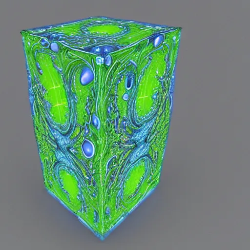 Image similar to a fractal warp core made of slime exploding