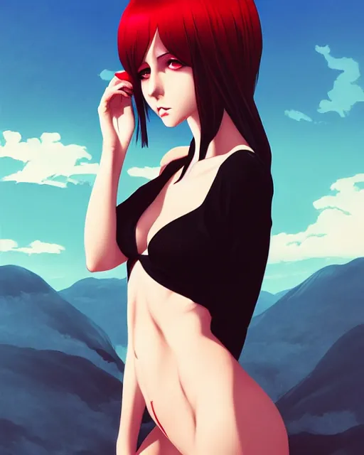 Image similar to a beautiful succubus by ilya kuvshinov