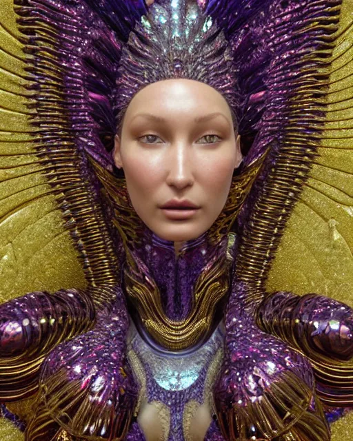 Image similar to a highly detailed metahuman 4 k close up render of an alien goddess bella hadid as siren in iris van herpen dress schiaparelli in diamonds crystals swarovski and jewelry iridescent in style of alphonse mucha gustav klimt trending on artstation made in unreal engine 4