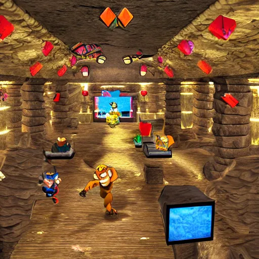 Image similar to Donkey Kong in a beautiful mine, with crystals on the walls.