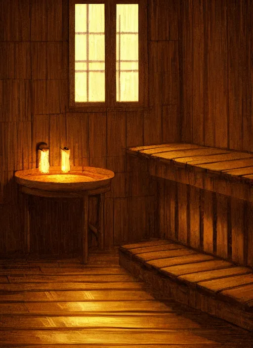 Image similar to finnish sauna, backround dark, highly detailed, digital illustration, trending in artstation, modern painting, smooth, sharp focus, intricate, einar jonsson, ilya repin